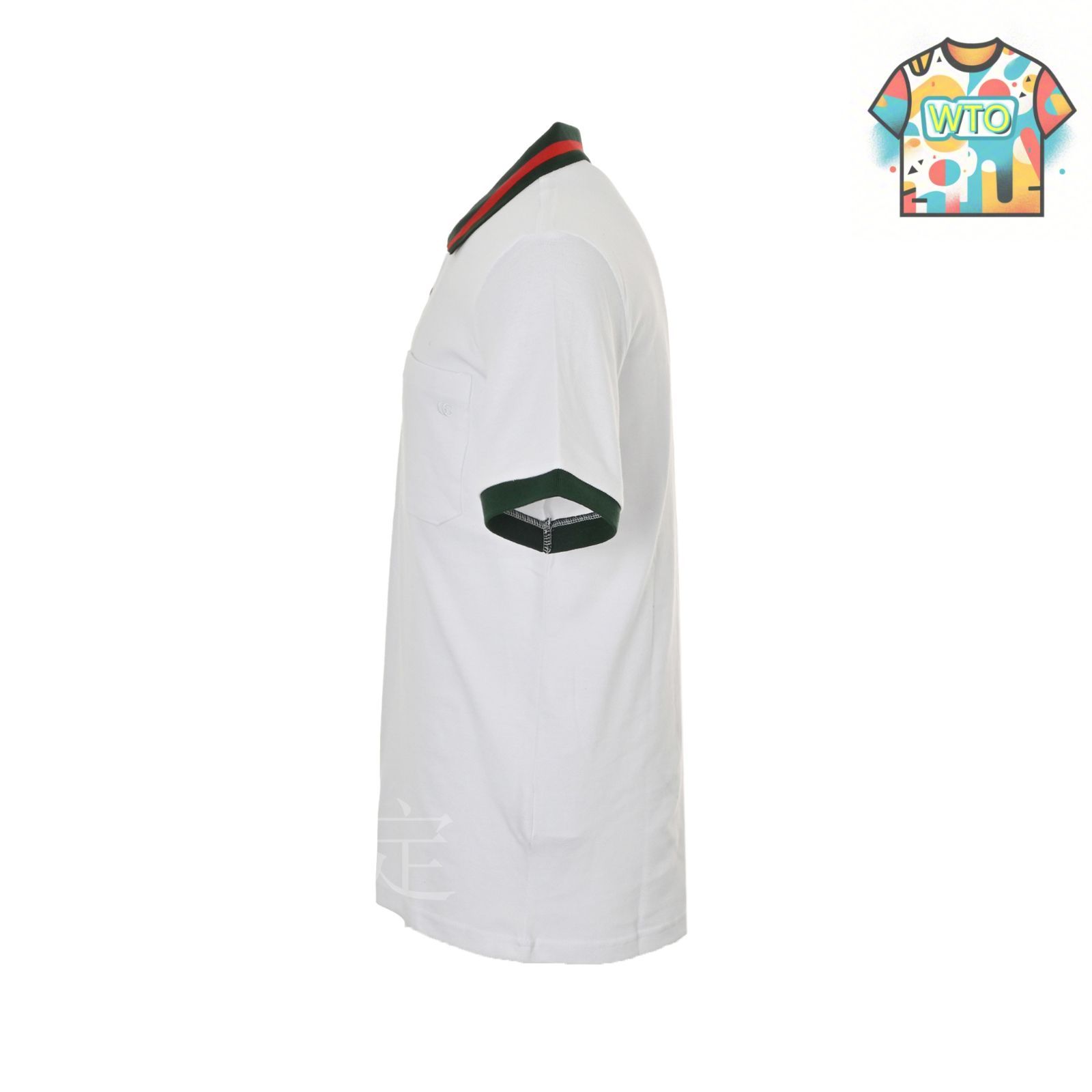 GUCCI ポロシャツ ホワイト/レッド/グリーン 今日特価】Gucci レッドグリーンストライプポロシャツ-2 - メルカリ