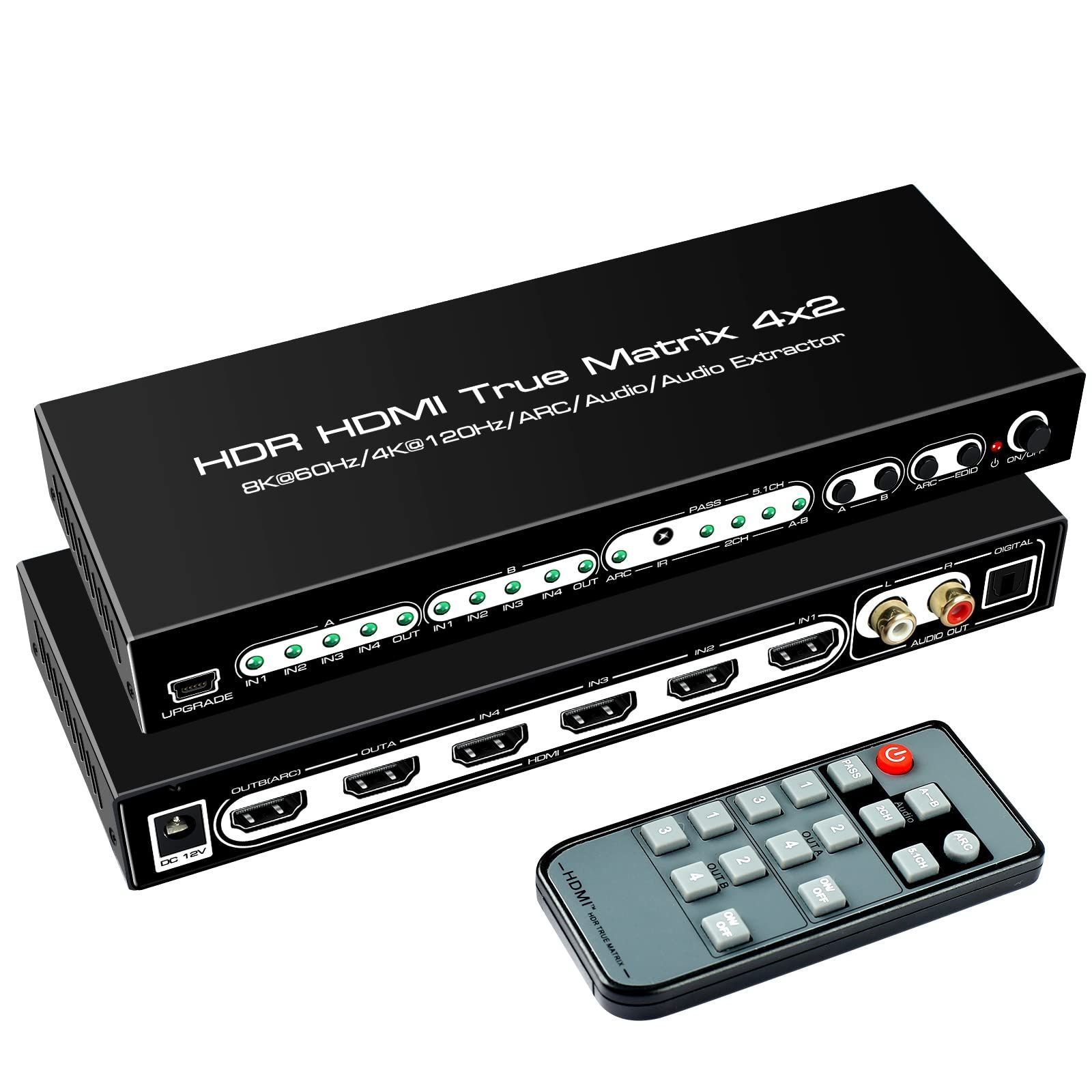 avedio links 8K HDMIマトリックス 4入力2出力 HDMI 2.1 4K