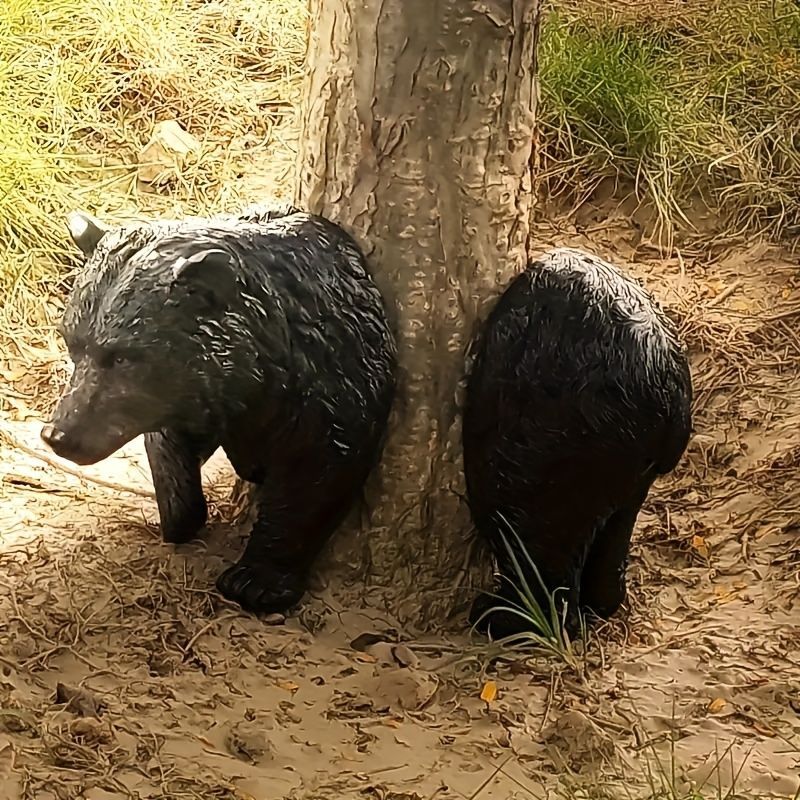 置物 オブジェ ガーデンオーナメント 木に挟まっている熊 くま クマ