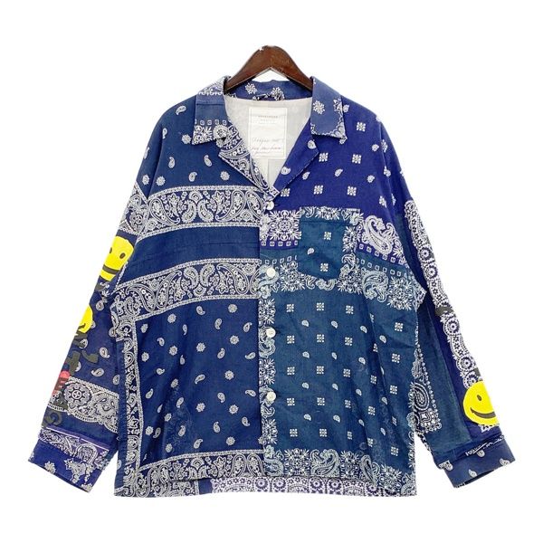 READYMADE シャツ バンダナオープンカラー長袖シャツ 開襟シャツ なるし