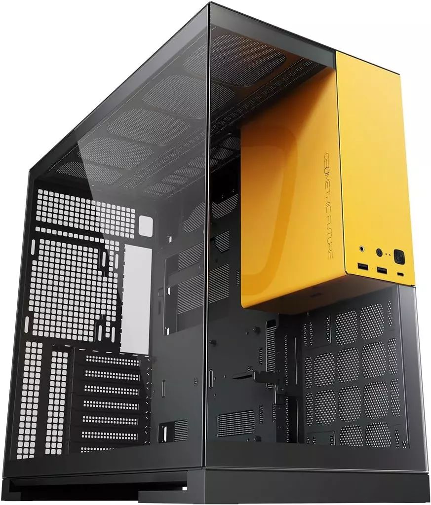 PCハード ミドルタワーPCケース MODEL 5 BLACK ブラック イエロー GF-M5-BK