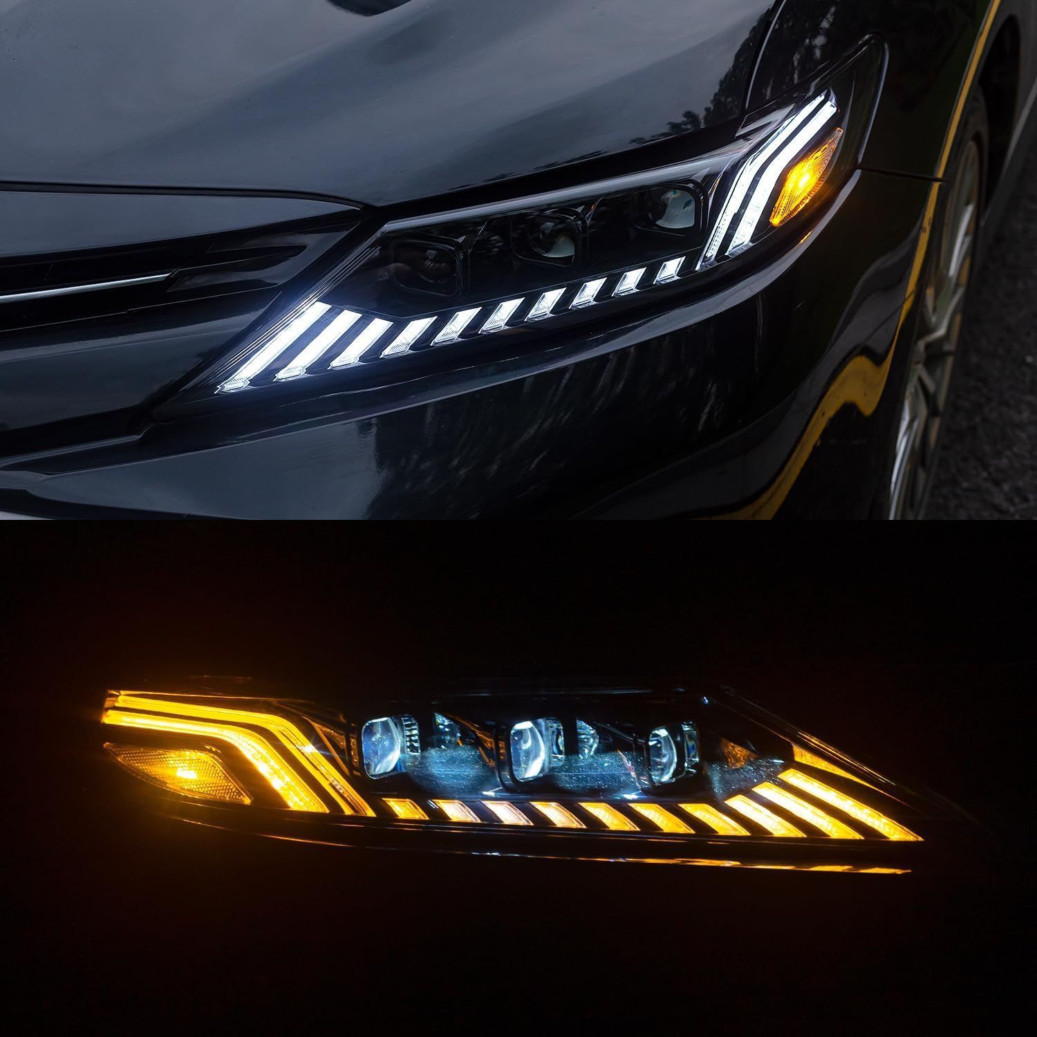 トヨタ カムリ LEDヘッドライト 流れるウインカー　中古 トヨタ カムリ 70系用 三眼LEDヘッドライト 流れるウインカー