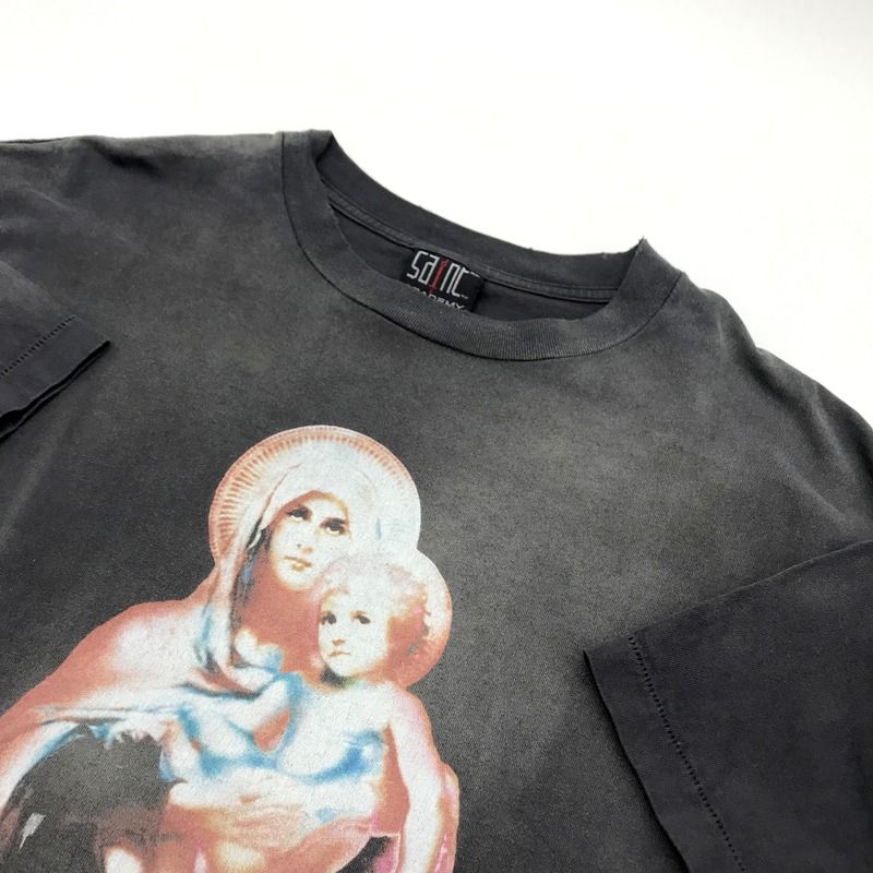 SAINT MICHAEL Tシャツ 美品 Celebrity TEE SAINT Mxxxxxx ユーズド加工 半袖 カットソー 古着 XLサイズ セントマイケル トップス A11499◆