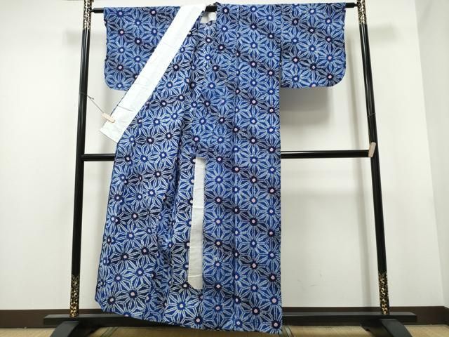 平和屋着物∴夏物 浴衣 有松鳴海絞り 麻の葉文様 綿 逸品 CAAU3599ng  
