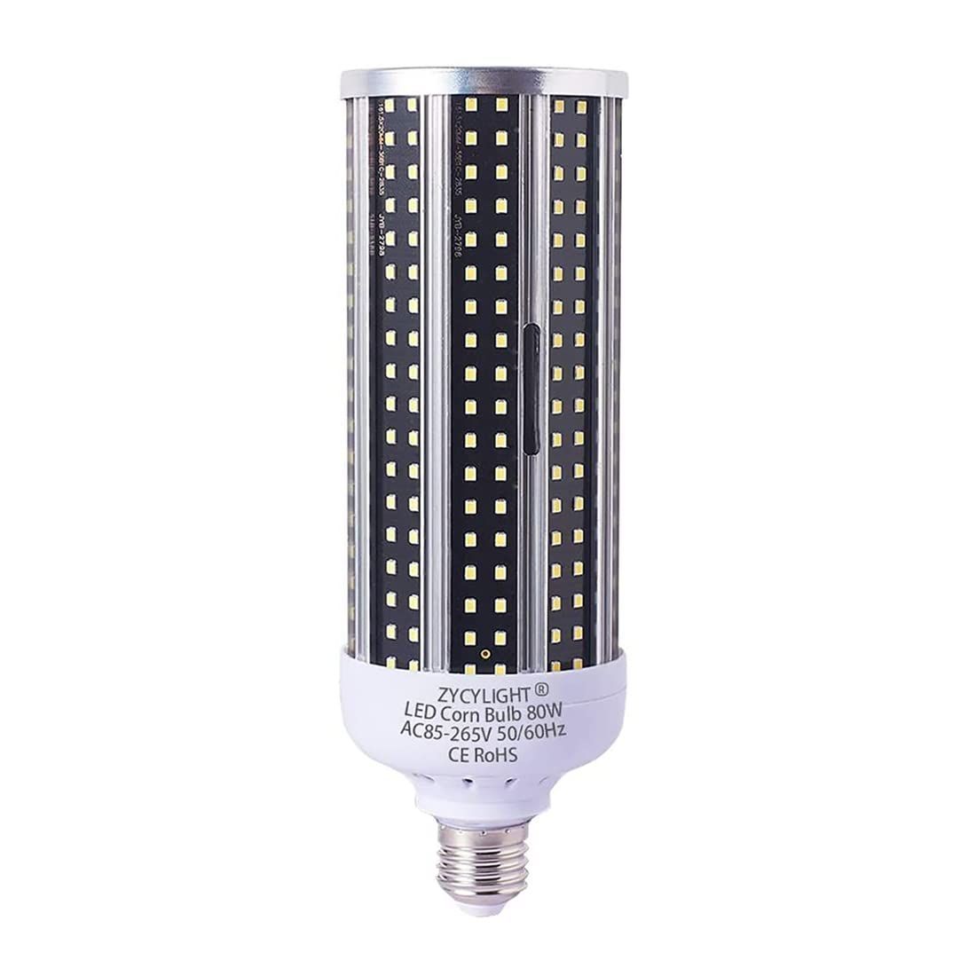 新品 超高輝度 450-500W白熱電球相当 6000K 省エネ 8000LM 長寿命 E39口金 倉庫・納戸・駐車場・車庫・工場・屋内ガレージなどに対応(昼光色 LED電球 80W 80W) トウモロコシ型 1個入 LEDコーンライト