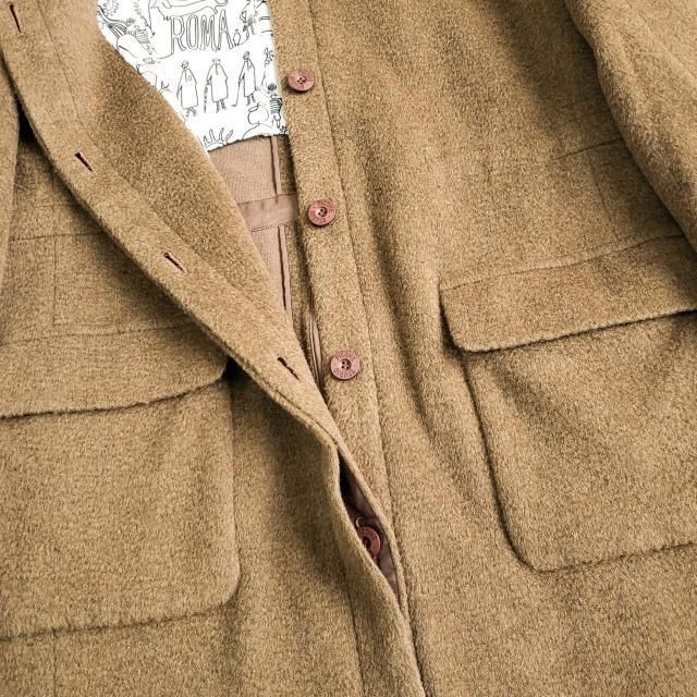 ピッコーネ ☆ カシミヤ ウール ノーカラー ロングコート 38 日本製