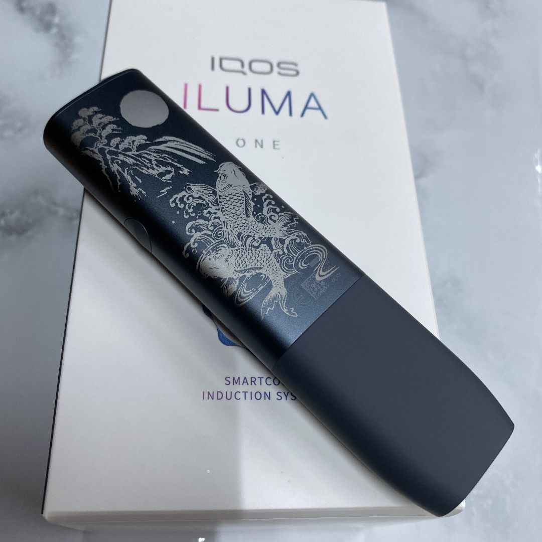 iQOS ILUMA ONE イルマワン レーザー加工 鯉 滝登り 水墨画 黒