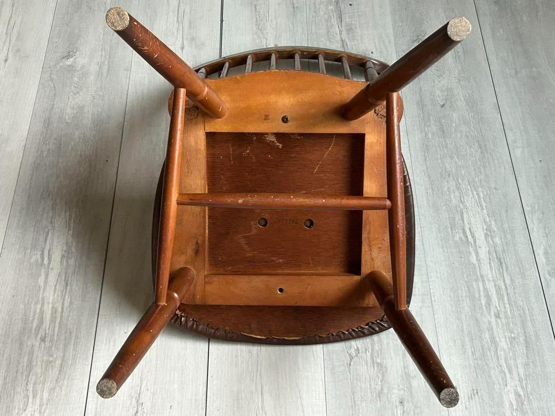 ヴィンテージ　ウィンザーチェア　スポークチェア ヴィンテージ ウィンザーチェア スポークチェア 座園 レザー 洋風