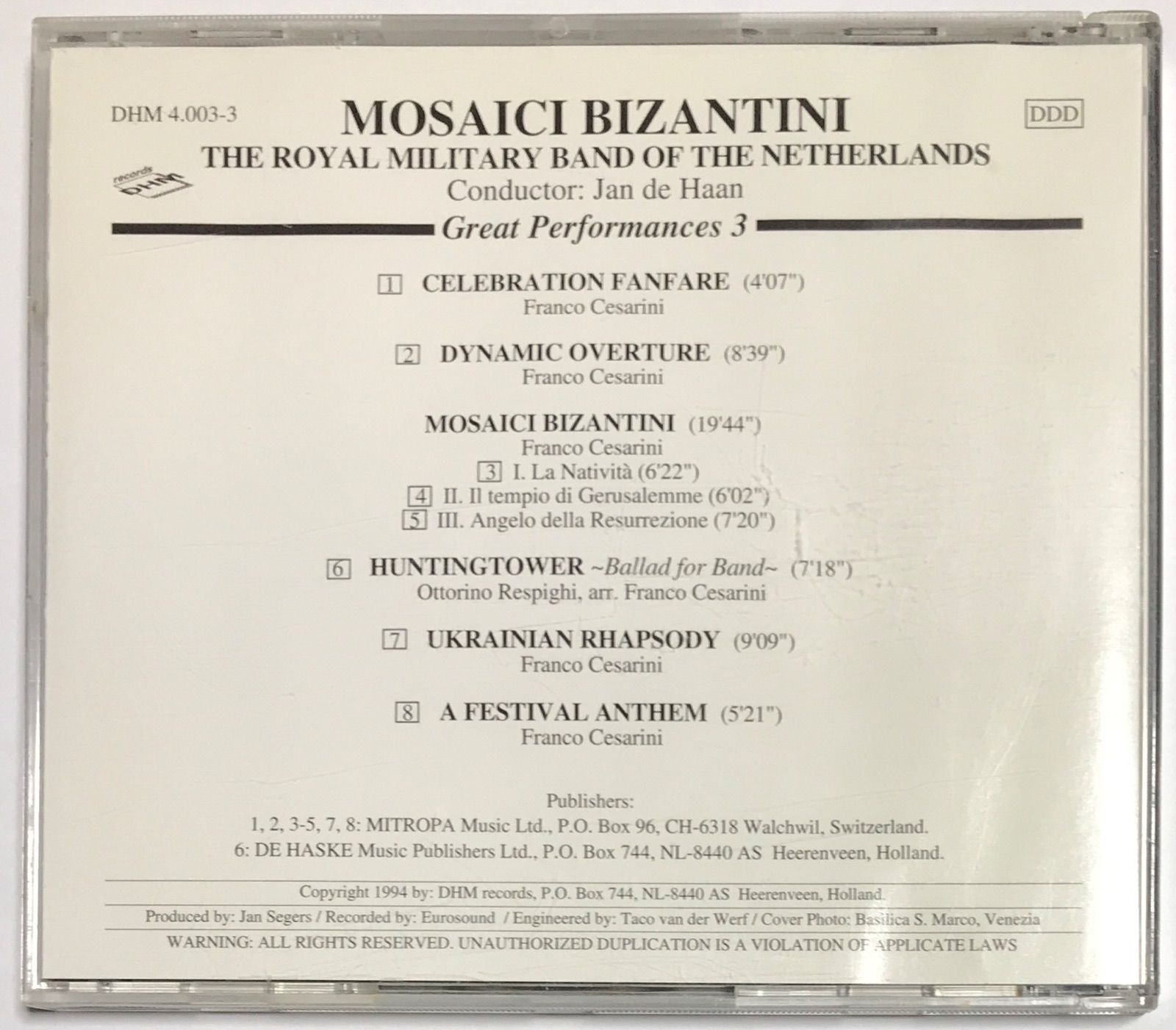 吹奏楽CD/フランコ・チェザリーニ作品集:ビザンティンのモザイク画 - メルカリ
