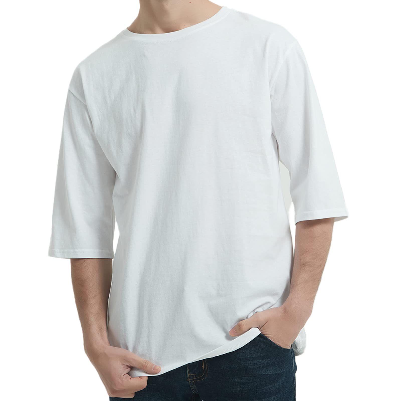 [Sposee] Tシャツ カットソー 春夏 ヘビーウェイト 七分袖 半袖 韓国 ファッション 春服 春 夏服 ゆったりサイズ 薄手 ビッグシルエット ユッタリ 無地 オーバーサイズ ビッグT インナー ドロッ