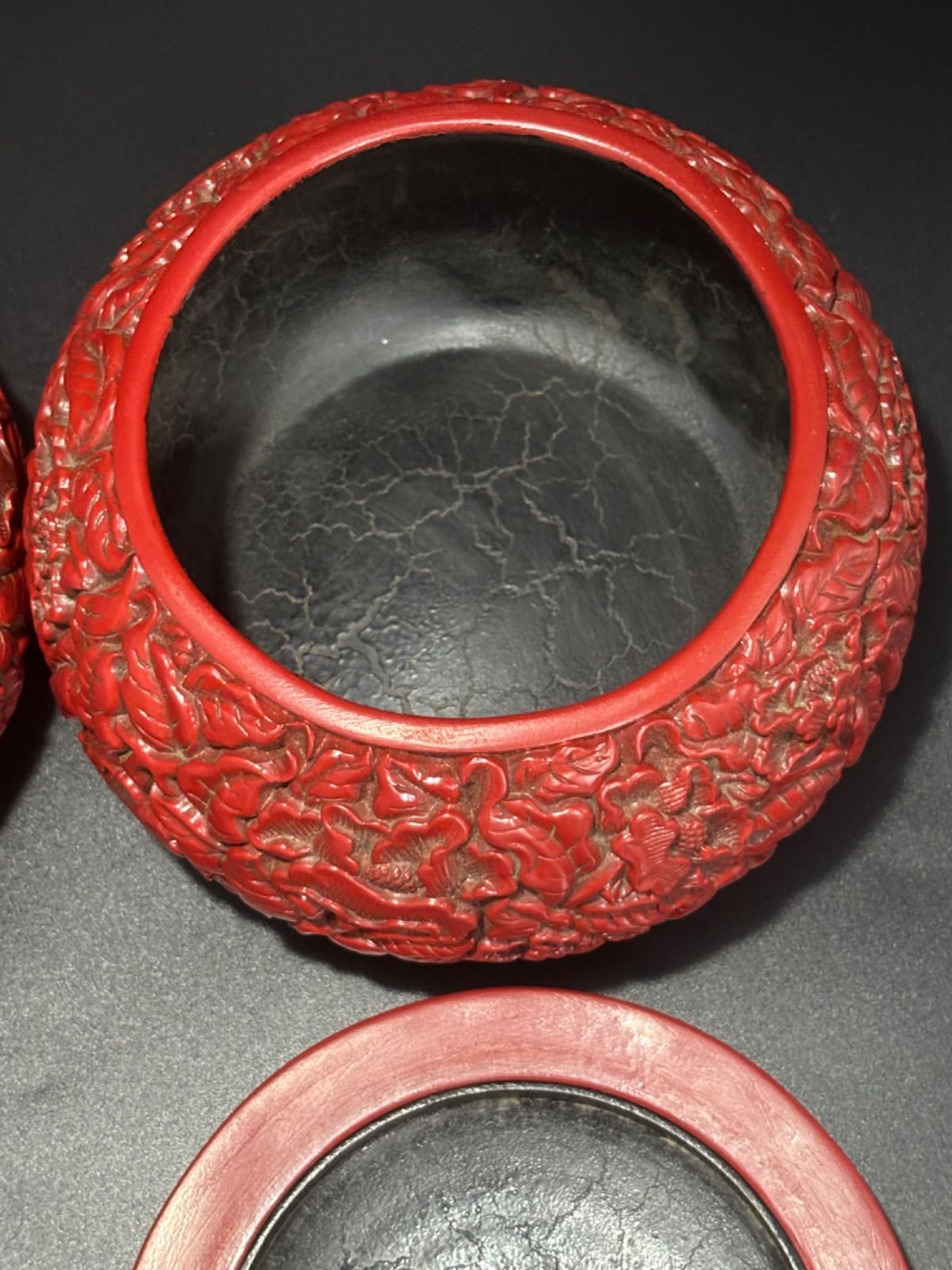 中国美術 香合 ストア 漆器 中国古玩 碁石入れ 漆芸 時代物 茶道具 唐