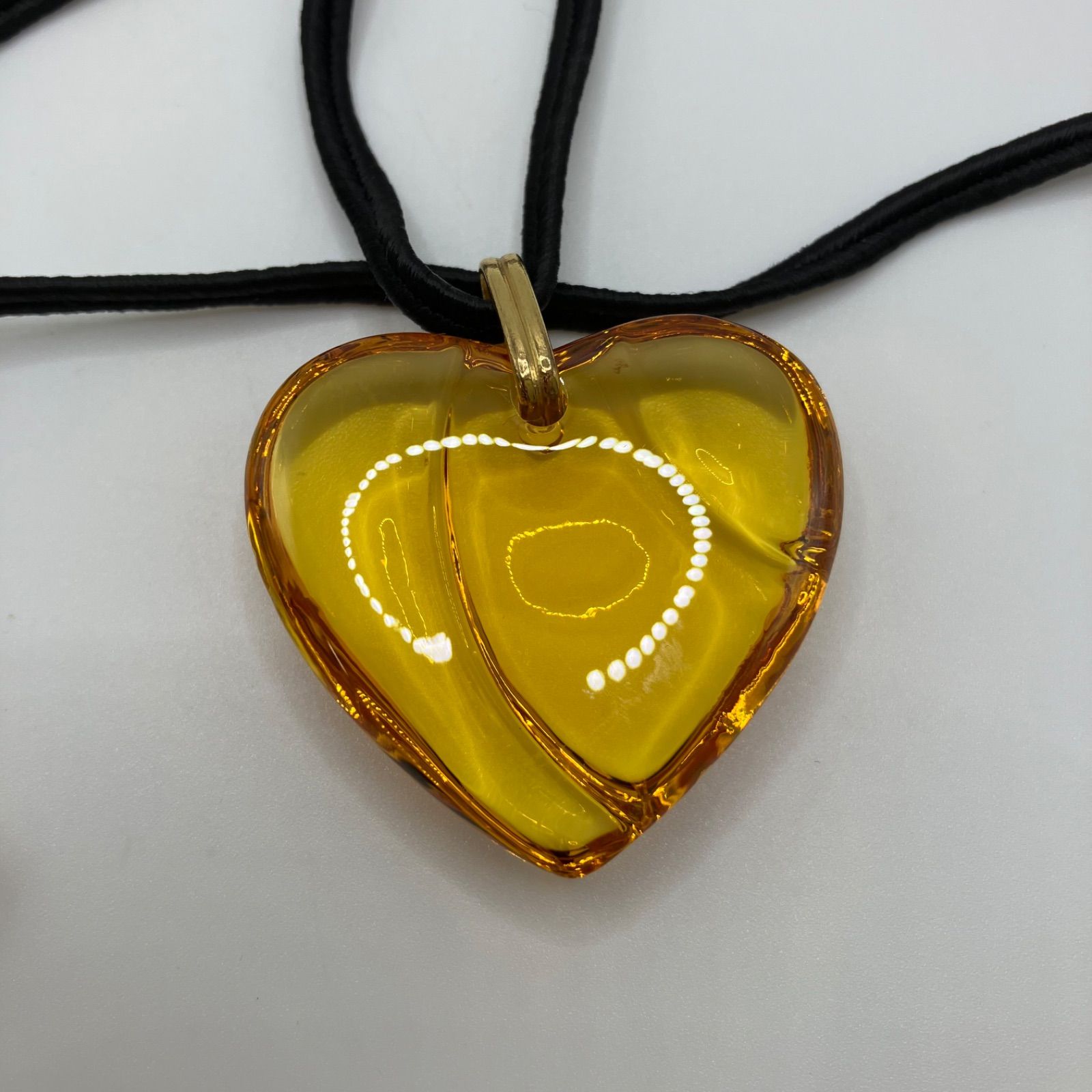 Baccarat　バカラ　ハート　ネックレス　ペンダント　ライトイエローカラー Baccarat ハート ネックレス イエロー バカラ ネックレス - ライト