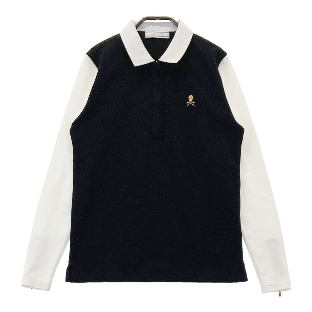 サイズ M MARK-LONA マークアンドロナ ハーフジップ 長袖ポロシャツ ブラック系 240101538078 ゴルフウェア レディース ストスト