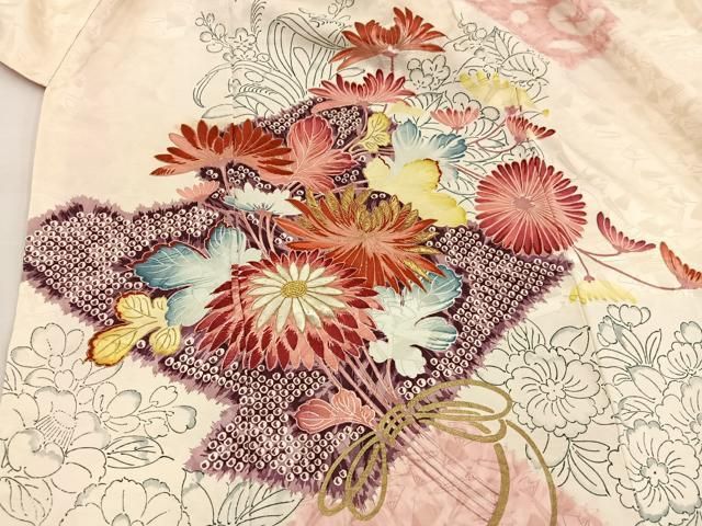 豪華振袖　駒刺繍　花唐草文　金彩　正絹逸品　成人式　パーティー　お見合　卒業式 豪華振袖駒刺繍花唐草文金彩正絹逸品成人式パーティーお見合卒業式