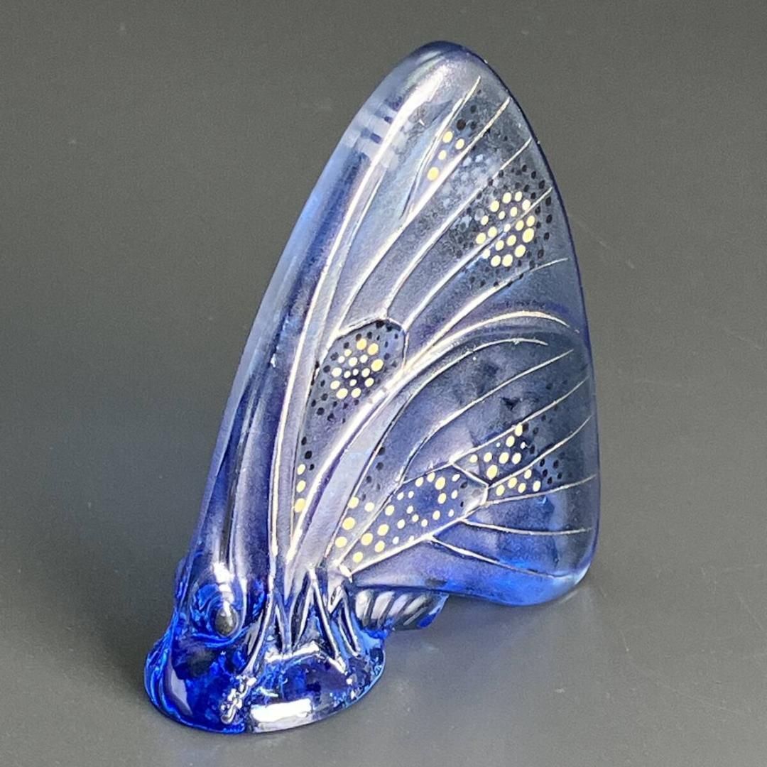 ラリック パピヨン 蝶 lalique papillonペーパーウェイト ブルー＆パープル 絶妙カラー フランス アンティーク ビンテージ POP_25B