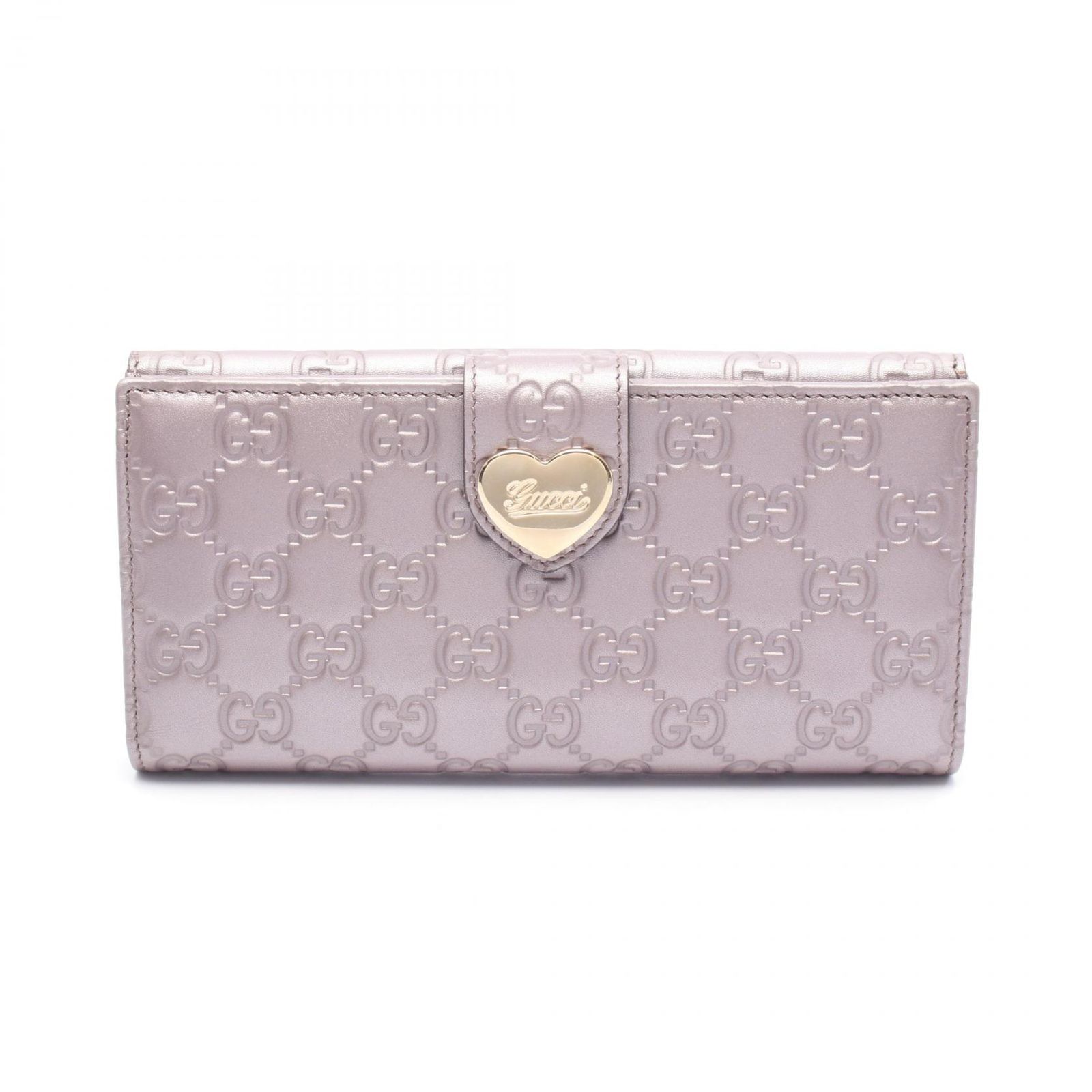グッチ GUCCI 二つ折り長財布 グッチシマ ラブリーハート 203550 メタリックパープル レザー グッチシマ Wホック長財布 レディース Used A