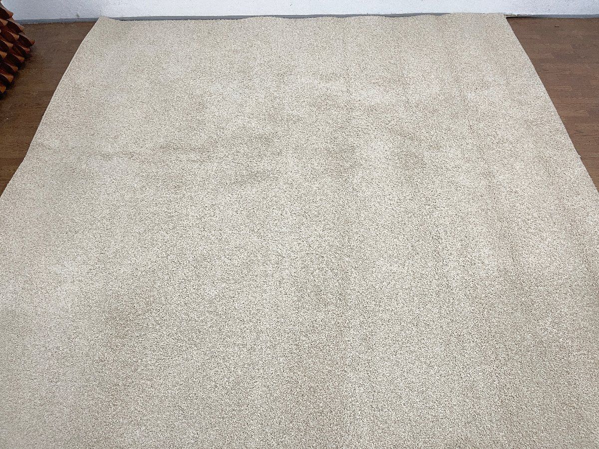 ●JAB ジャブ 300×300cm 正方形ラグ カーペット 絨毯 アイボリー 無地 シャギー ふわふわ 約6畳用 ナチュラル 展示品 貝1240