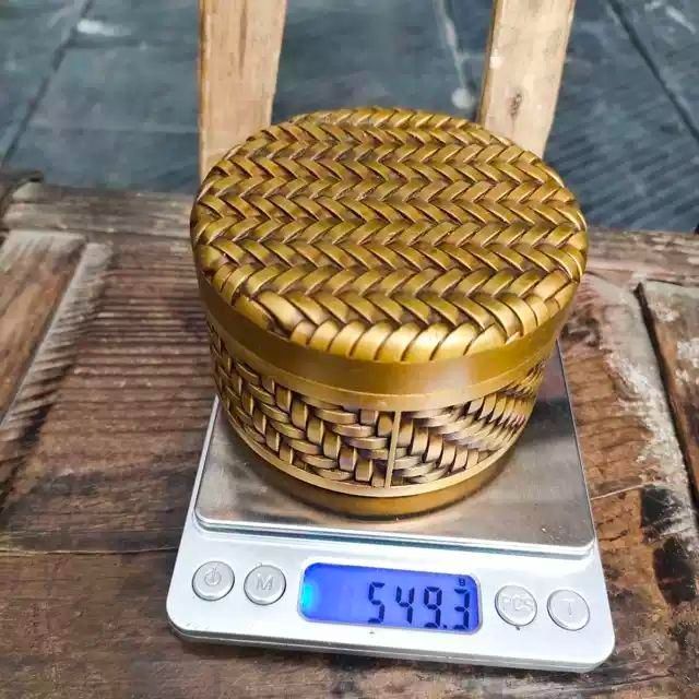 銅細工 彫刻 編み缶(茶筒) 茶道具 香道具 装飾品 工芸品 美術品