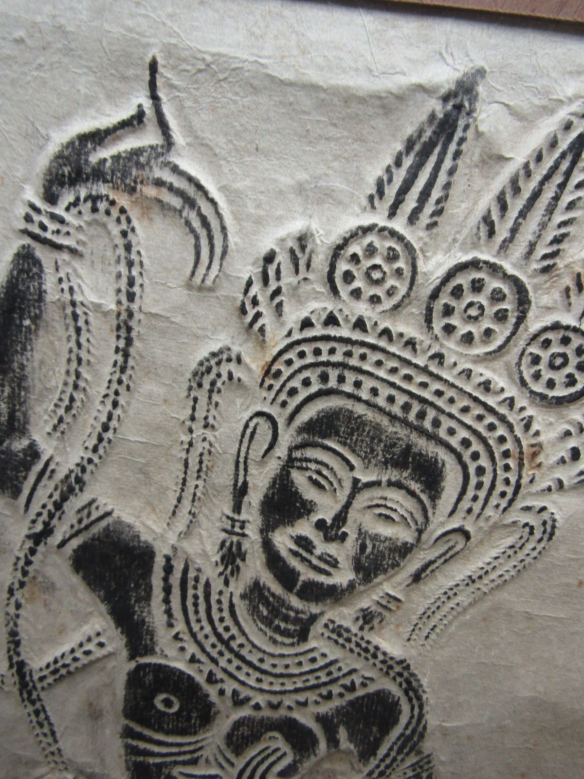 木版画　アプサラダンス　額装　ヒンズー教　カンボジア-1