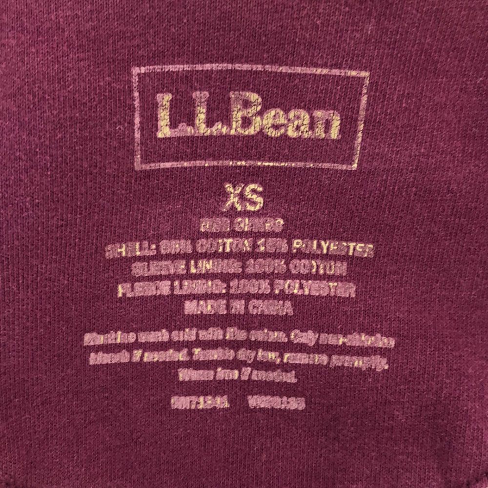 エルエルビーン 長袖 ジップ スウェットパーカー XS パープル系 L.L.Bean 裏フリース アウトドア メンズ