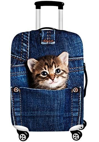猫A_S [ザ・ワールドエース] スーツケースカバー 伸縮素材 欧米風 キャリーバッグ カバー 耐久性 お荷物カバー 防塵カバー 人気 おしゃれ かわいい/Z748 (S， 猫A)