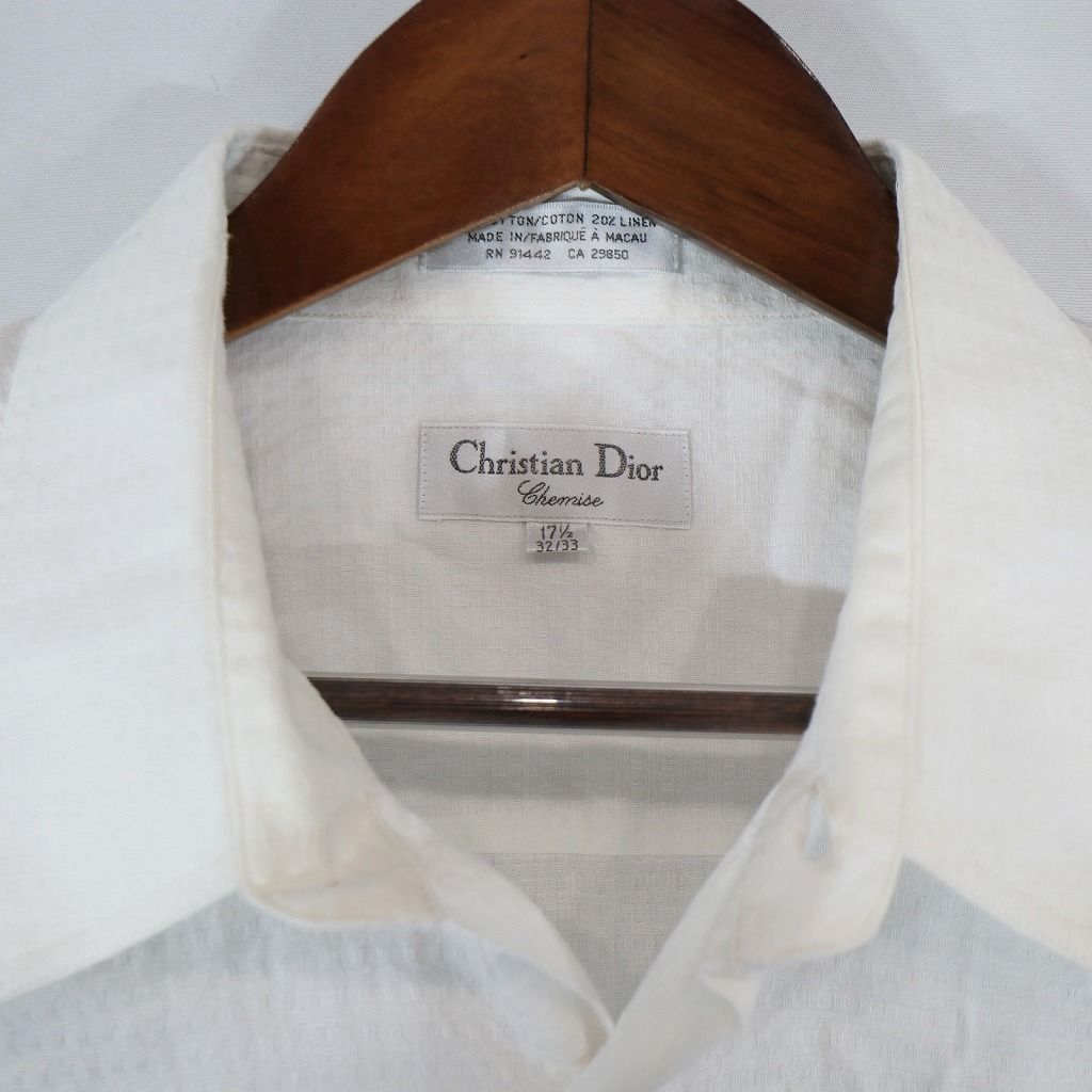 80年代 Christian Dior クリスチャン ディオール 長袖シャツ フォーマル ホワイト (メンズ 17 1/2-32/33)   O9010