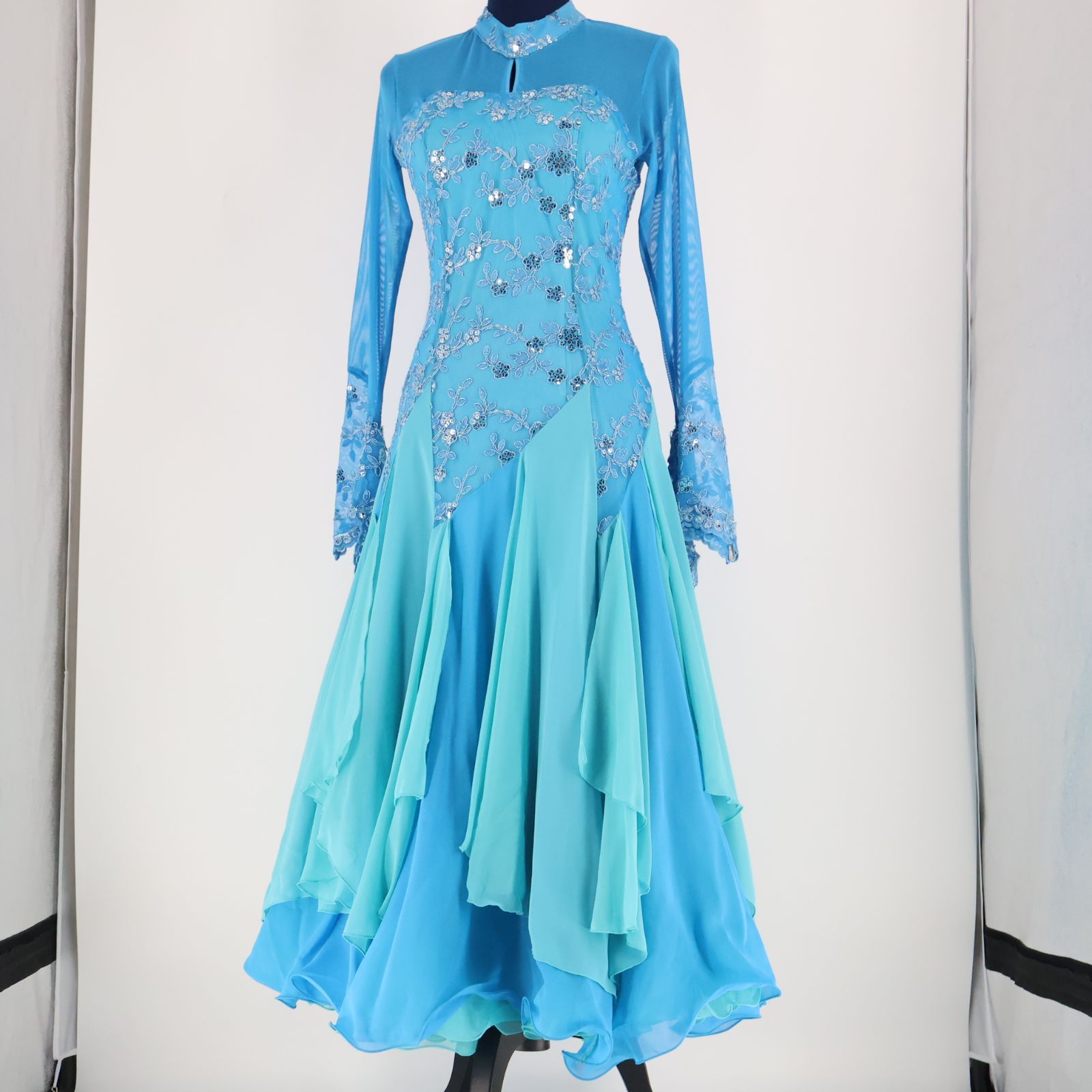美品 社交ダンス衣装】ブルー prima boutique プリマブティック