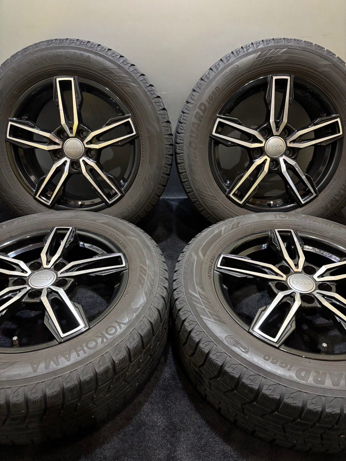 215|60R16 YOKOHAMA|ice GUARD iG60 20年製 EUROTECH 16インチ 6.5J 48 112 5H スタッドレス 4本 アウディ A3 等 南1-J288