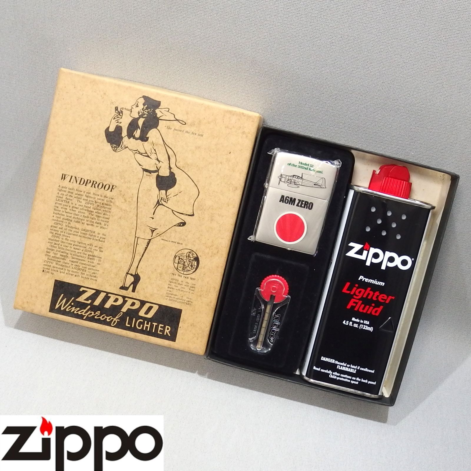 ZIPPO A6M ZERO Model 52 of 302nd Kokutai オイル フリント セット ライター ゼロ戦闘機 ジッポー