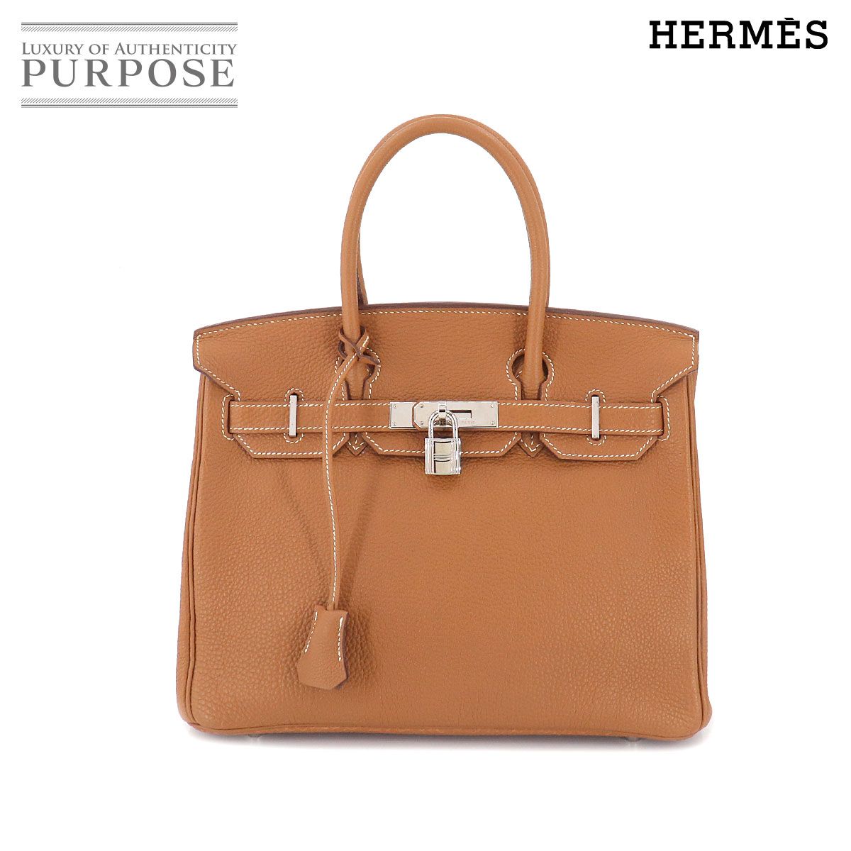 新品同様 エルメス HERMES バーキン30 ハンド バッグ トゴ ゴールド