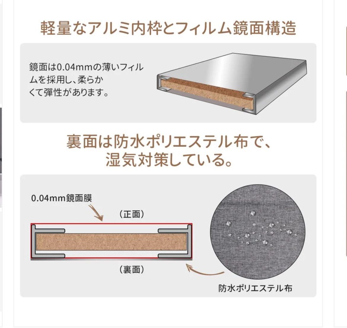 1851 軽壁掛け鏡160x100cm金