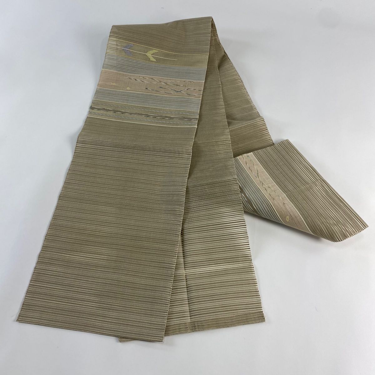 開き名古屋帯 秀品 夏帯 絽 八寸名古屋帯 幾何学模様 縞模様