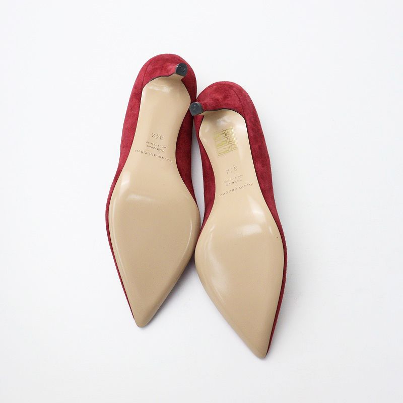 Fabio Rusconi オレンジ スエード ポインテッドトゥ ハイヒール ポイン