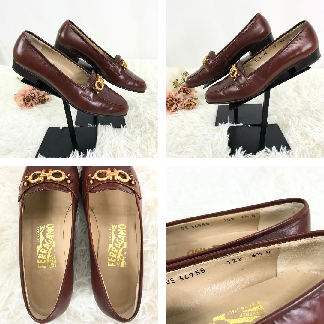 極美品 サルヴァトーレ フェラガモ ガンチーニ ゴールド金具 ローファー Salvatore Ferragamo サルヴァトーレフェラガモ ローファー W