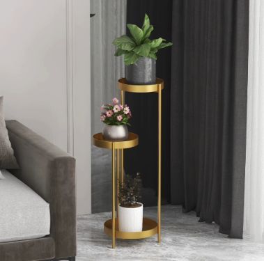 エレガントな3段式プラントスタンド 花台ゴールドフレーム サイドテーブル