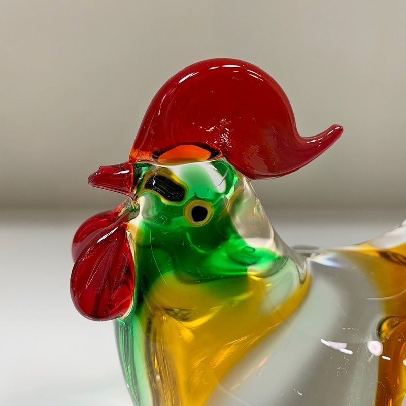 レトロ MultiGlass マルティグラス ニワトリ 14cm ガラス 置物 鶏 酉