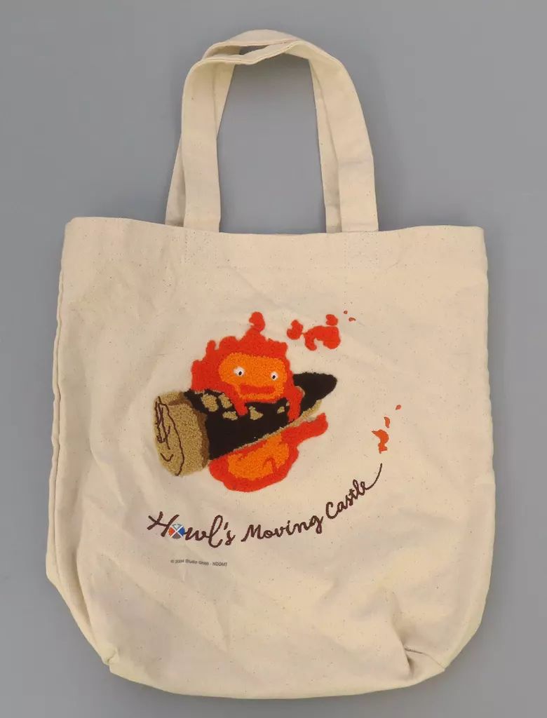 【完売品】ハウルの動く城 縦型刺繍帆布トートバッグ 飛んじゃうヒン ジブリグッズ 縦型刺繍帆布トートバッグ ハウルの動く城 飛ん
