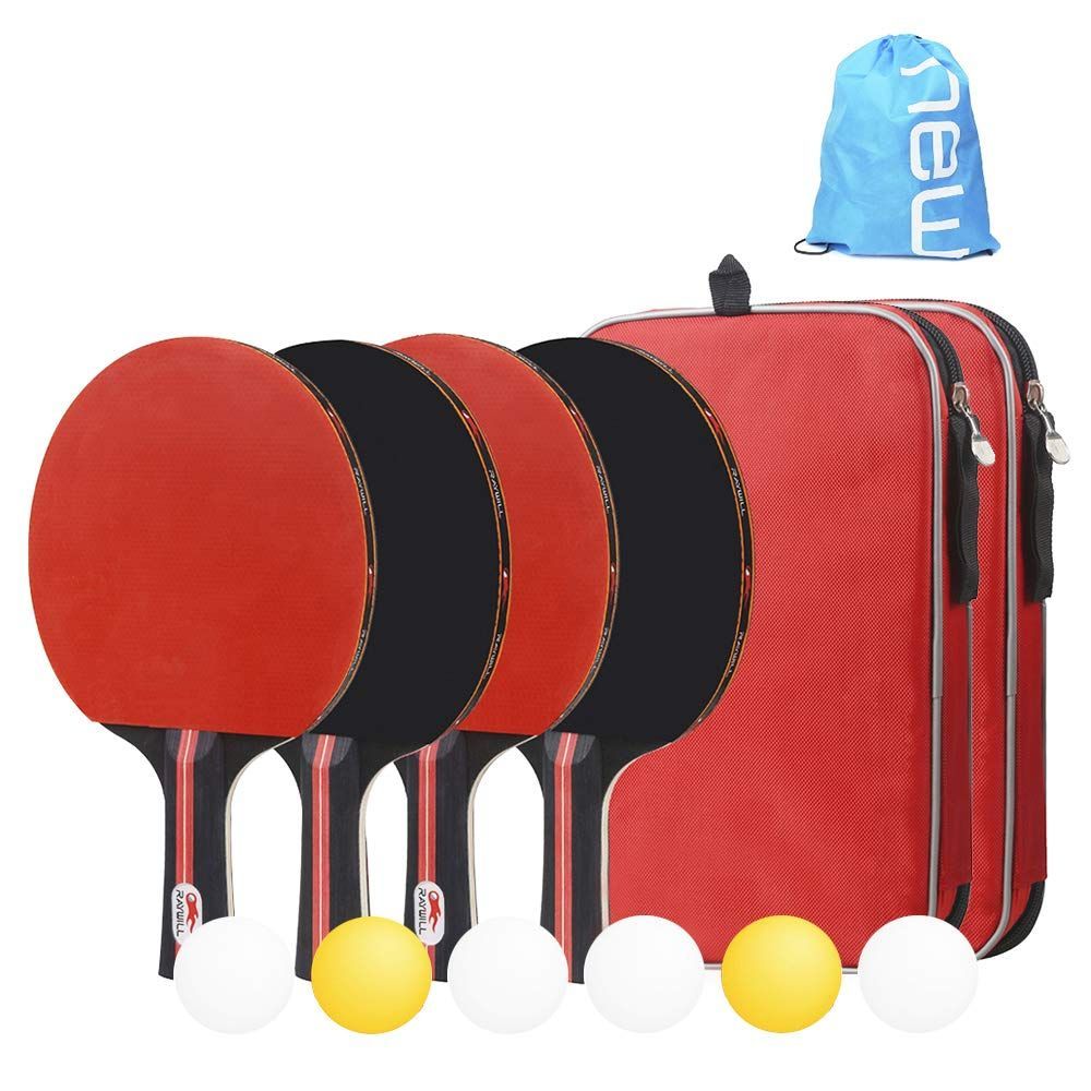特価商品】収納袋付き 卓球セット ピンポン球6個 ラケット4本 ラケット