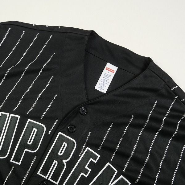 Size【L】 SUPREME シュプリーム 22SS Rhinestone Stripe Baseball Jersey Black  ベースボールシャツ 黒 【中古品-非常に良い】 20794536