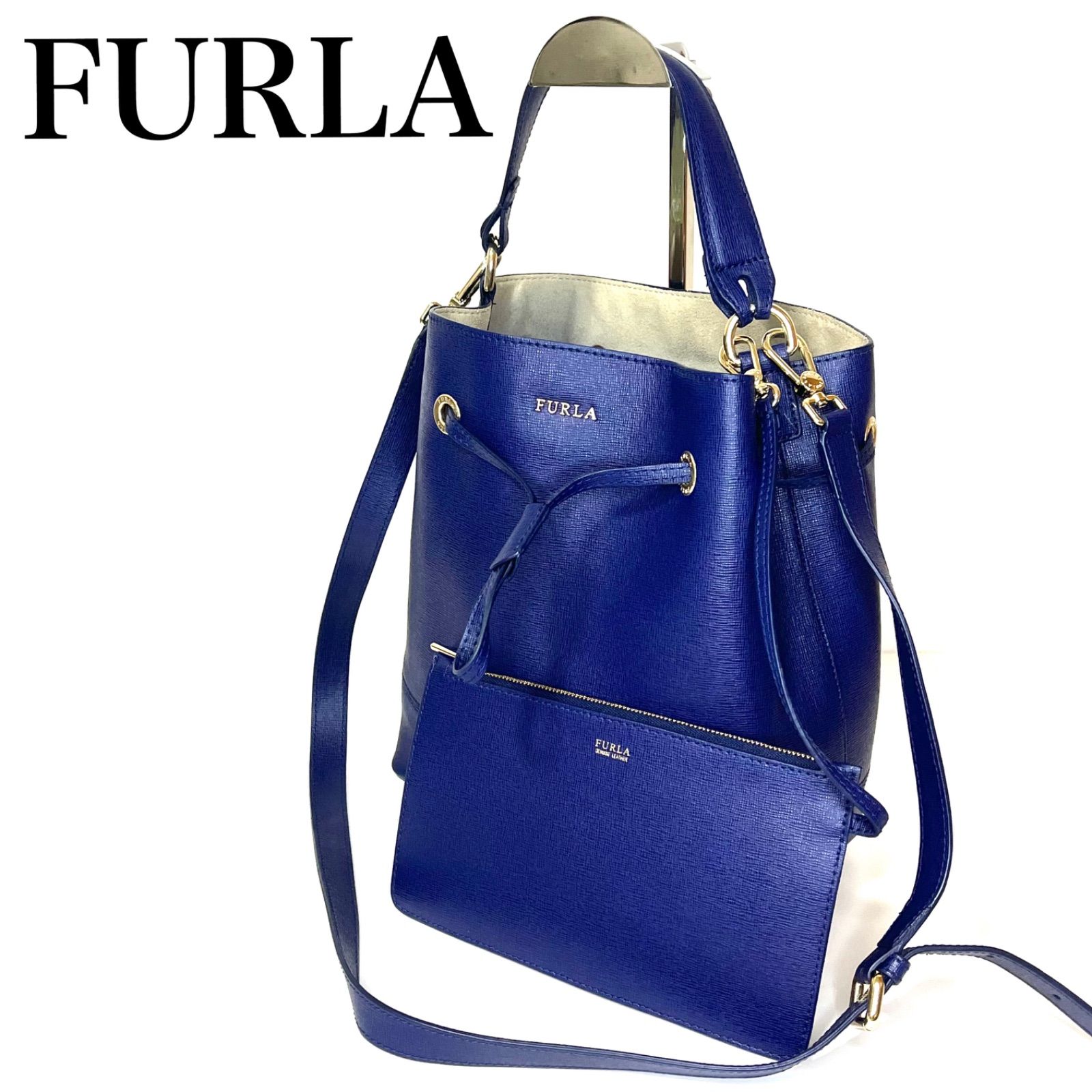 フルラ FURLA 2way ショルダーバッグ ステイシー ネイビー - メルカリ