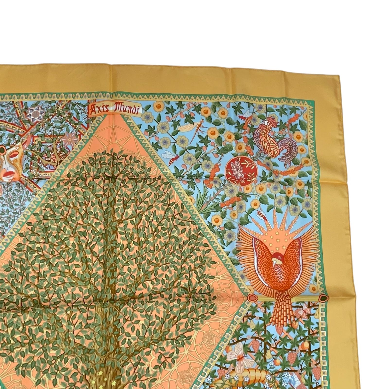 極美品 HERMES エルメス シルク100％ スカーフ カレ90 AXIS MUNDI 世界