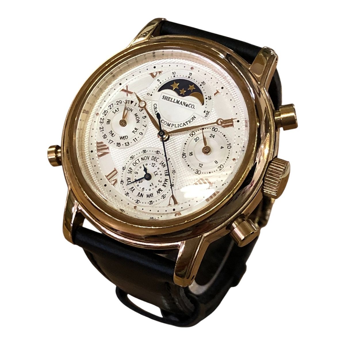 シェルマン グランドコンプリケーション 6771-T011179 銀文字盤 デイデイト QZ メンズ 腕時計 不動 現状品 T10543781