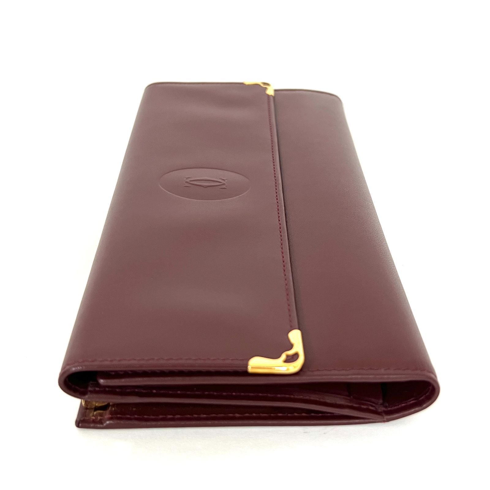 Cartier カルティエ マストライン がま口 二つ折り長財布 ボルドー D0929 美品!格安! Cartier カルティエ マストライン がま口 二