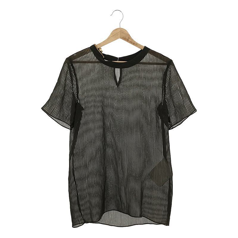sacai - sacai / サカイ | 2020SS | Chiffon×Cotton Jersey Pullover シフォン コットン プリーツ レイヤード 半袖 カットソー | 4 | カーキ | レディース sacai / サカイ | 2020SS | Chiffon×Cotton Jersey Pullover