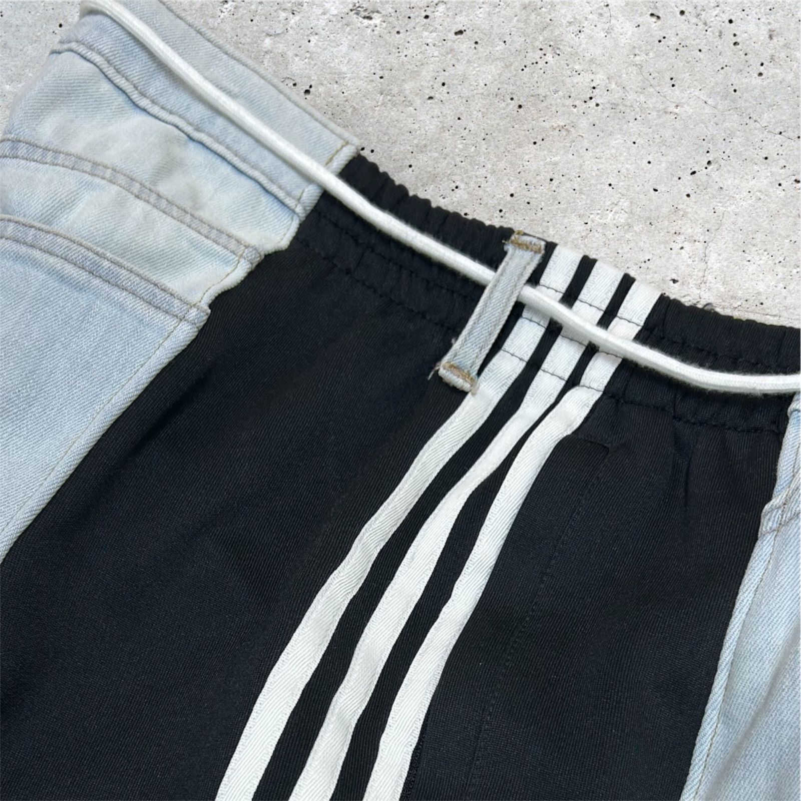 adidas トラックパンツ デニムドッキング 再構築リメイク ジャージ