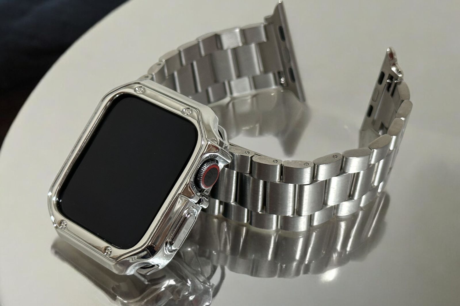 シルバー☆Apple Watchバンド ステンレスベルト アップルウォッチ 