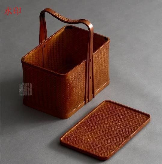 新品 収納かご おしゃれ竹籠 編み 収納箱 小物入れ 茶道＊お菓子