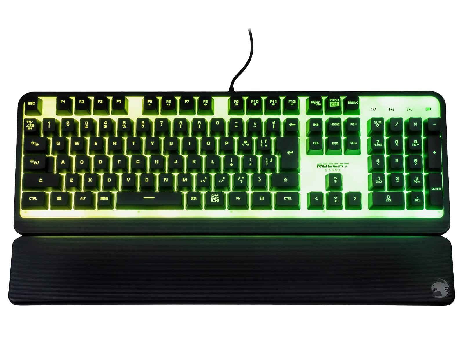 【新着商品】アームレスト RGB フルサイズ 半透明トッププレート メンブレン ブラック黒 Windows 有線 日本語配列 7以降 JP Magma 国内 ゲーミングキーボード ROCCAT