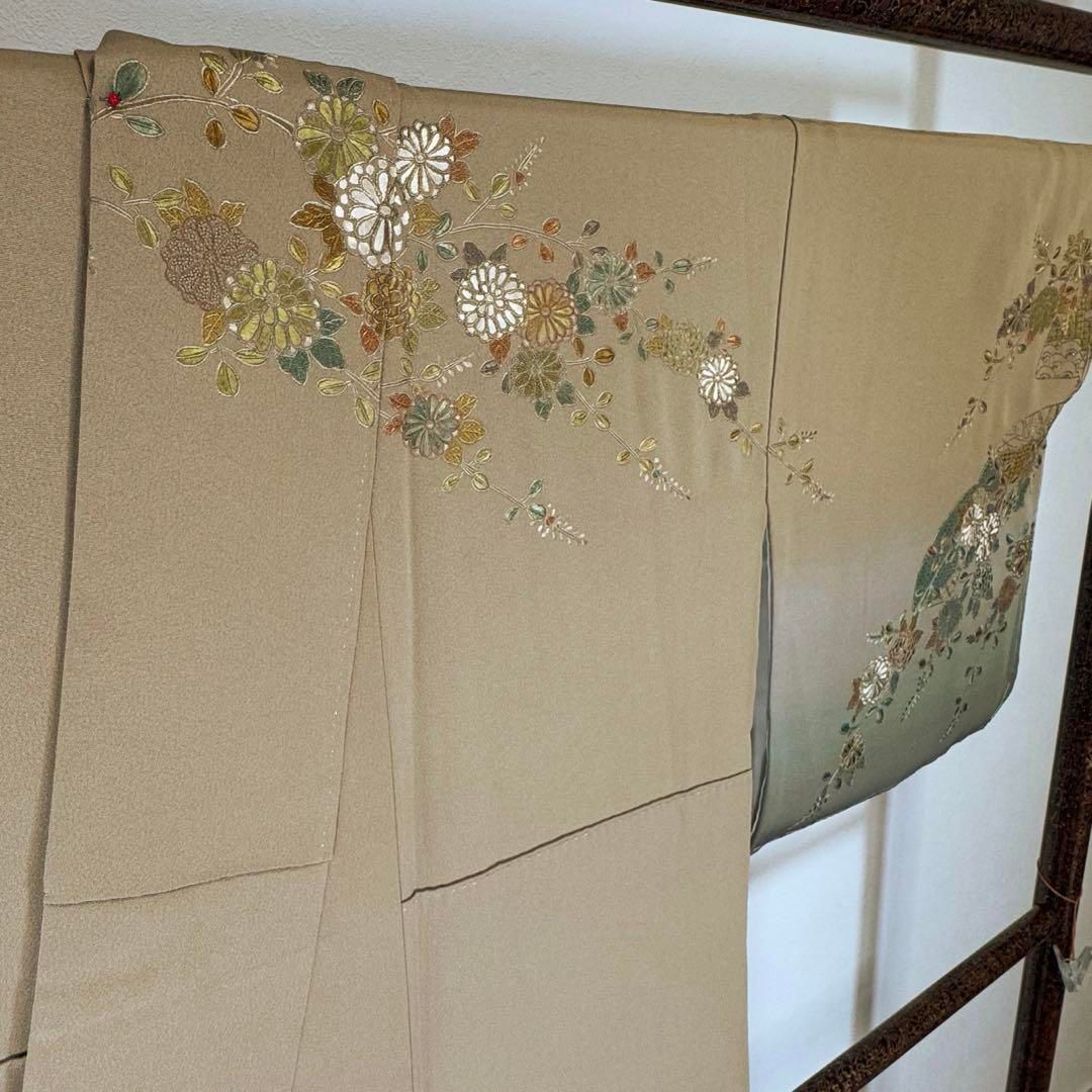 しつけ付正絹袷訪問着着物166 スワトウ刺繍トールグリーングラデ