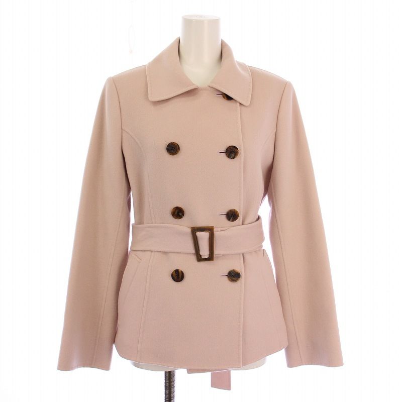フォクシー ブティック FOXEY BOUTIQUE Pコート ピーコート アウター ショート丈 ダブル ベルト カシミヤ 40 ピンク |BB